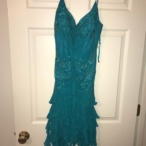 Aqua Formal Can-Can Dress